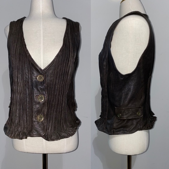 All Saints Jackets & Blazers - ALL SAINTS Brown leather VEST S
